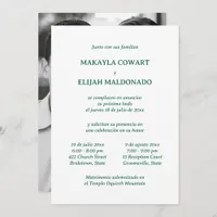 Spanish Minimalist Green & White Two Reception Invitation