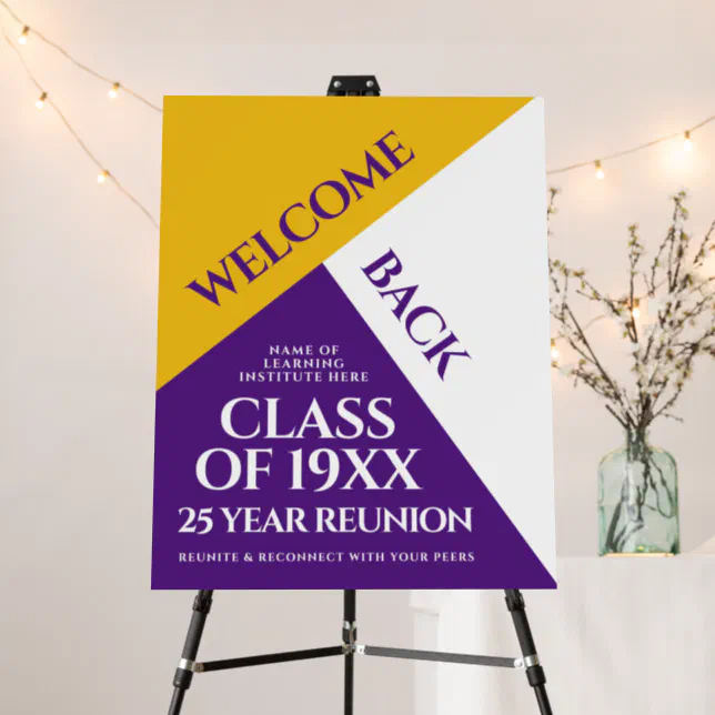 Purple & Gold School College Class Reunion Welcome Foam Board