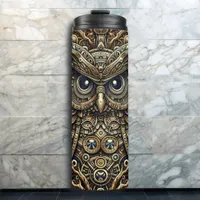 Steampunk Metal Gears and Owl  Thermal Tumbler