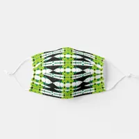 Op Art Lime Green Black & White Geometric Pattern Adult Cloth Face Mask