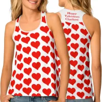 Red And White Love Hearts | Valentines Day Name Tank Top