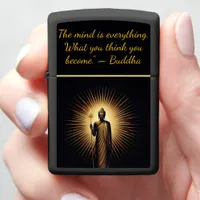 Buddha standing amid radiant light. zippo lighter