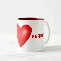 I Love Ferrets with Red Heart Two-Tone Coffee Mug