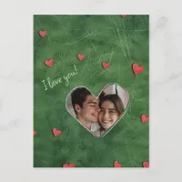 Red Hearts on Green Grass Postcard