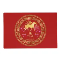 Chinese Zodiac Horse Red/Gold ID542 Placemat