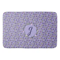 Pretty Pink Purple and Yellow Pansies Bath Mat