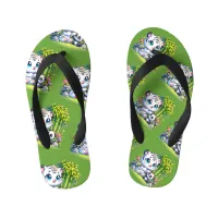 Cartoon White Tiger & Panda | Kid's Flip Flops