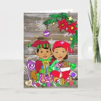 Festive Merry Christmas Ethnic Elves Card