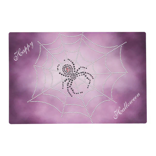 Dot Art Black Widow Spider in Web Placemat