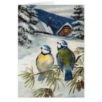 Vintage Winter Birds, Blank Inside