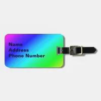 Diagonal Rainbow Gradient Blue to Green Luggage Tag