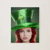 St. Patricks Day Woman in Tophat Jigsaw Puzzle