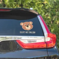 Cute Bear Cub Head Baby On Board Car Decal Sticker