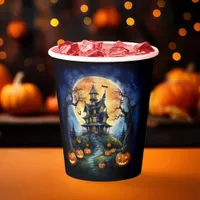 Halloween Haunted House with Pumpkins Party Paper Cups