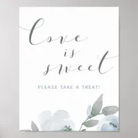 Wedding Dusty Blue Watercolor Love is Sweet Sign