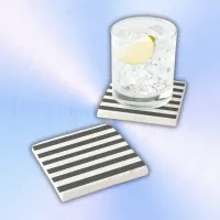 Simple Black and White Stripes | Stone Coaster