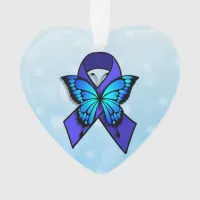 Chronic Fatigue Ribbon and Butterfly Christmas Ornament