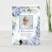 Blue Hydrangea Flowers Funeral Service Folded Program