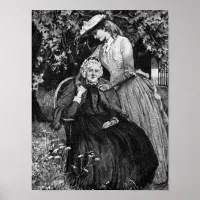 Vintage Elderly Mother Daughter Small Poster