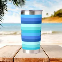 Summer Fresh Blue Striped  Insulated Tumbler