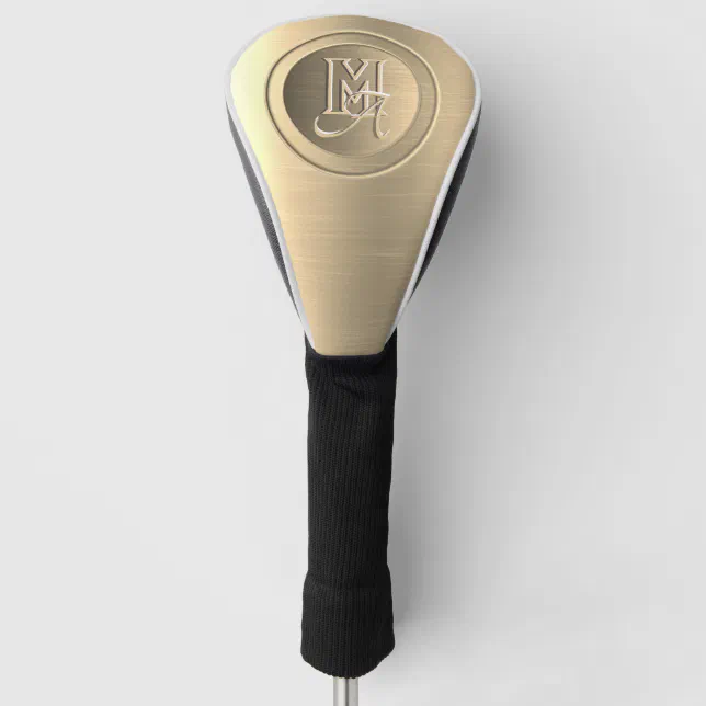 Metallic Gold Steel Engraved Monogram Golf Head Cover