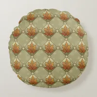 Autumn Leaves with Stars Diamond Pattern Round Pillow