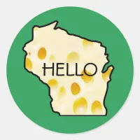 Hello from Wisconsin Swiss Cheese Head Stickers