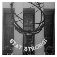 Stay Strong NYC Atlas in Rockefeller Center Statue Ceramic Tile