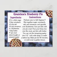 Blueberry Pie Recipe Postcard