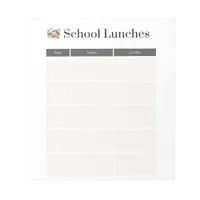 Take Time Back! School Lunches Meal Planner Notepad