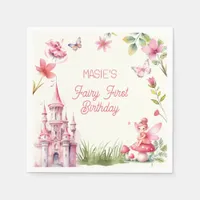 Cute Fairy First Wildflower Birthday  Napkins