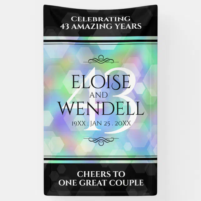 Elegant 43rd Opal Wedding Anniversary Celebration Banner