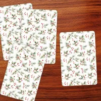 Pretty Watercolor Holly and Berries Jumbo Poker Cards