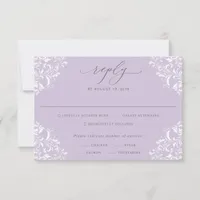 Elegant Lavender Lilac Vintage Classic Wedding RSVP Card