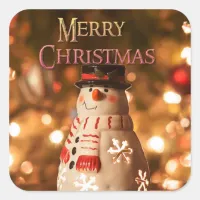 Merry Christmas Adorable Snowman Sticker