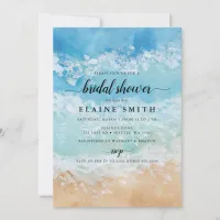 Rustic Watercolor Summer Sea Beach Bridal Shower Invitation