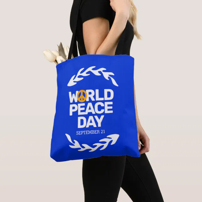 Blue Orange World Peace Day Peace Sign Tote Bag