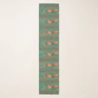 Southwest Cute Javelina Family Copper Teal Scarf