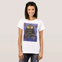 Cute Folk Art Owl Bird Painting T-Shirt