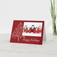 Christmas Tree on Red Happy Holidays Holiday Card