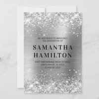 Glittery Silver Ombre Foil Graduation Announcement