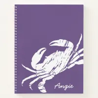 Crab Design Purple and White Personalised Notebook