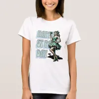 Happy St Patrick's Day Pinup Girl with Shamrock T-Shirt