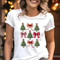 Coquette Christmas Bows and Trees Tri-Blend Shirt