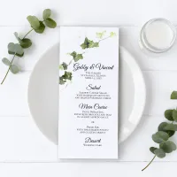 Green English Ivy Vine Watercolor Wedding Menu