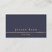 Elegant Minimalistic Navy Blue and Gold Consultant Business Card