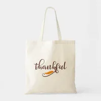 Feather Boho Native Thankful Typography Tote Bag