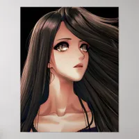 Brown Eyed Brunette Anime Girl   Poster