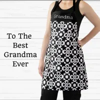 Grandma Hearts And Flowers Black And White Apron