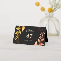 Boho autumn botanical gold frame wedding place card